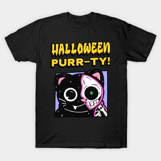 Spooky Halloween Cat T-Shirt by TayaDesign